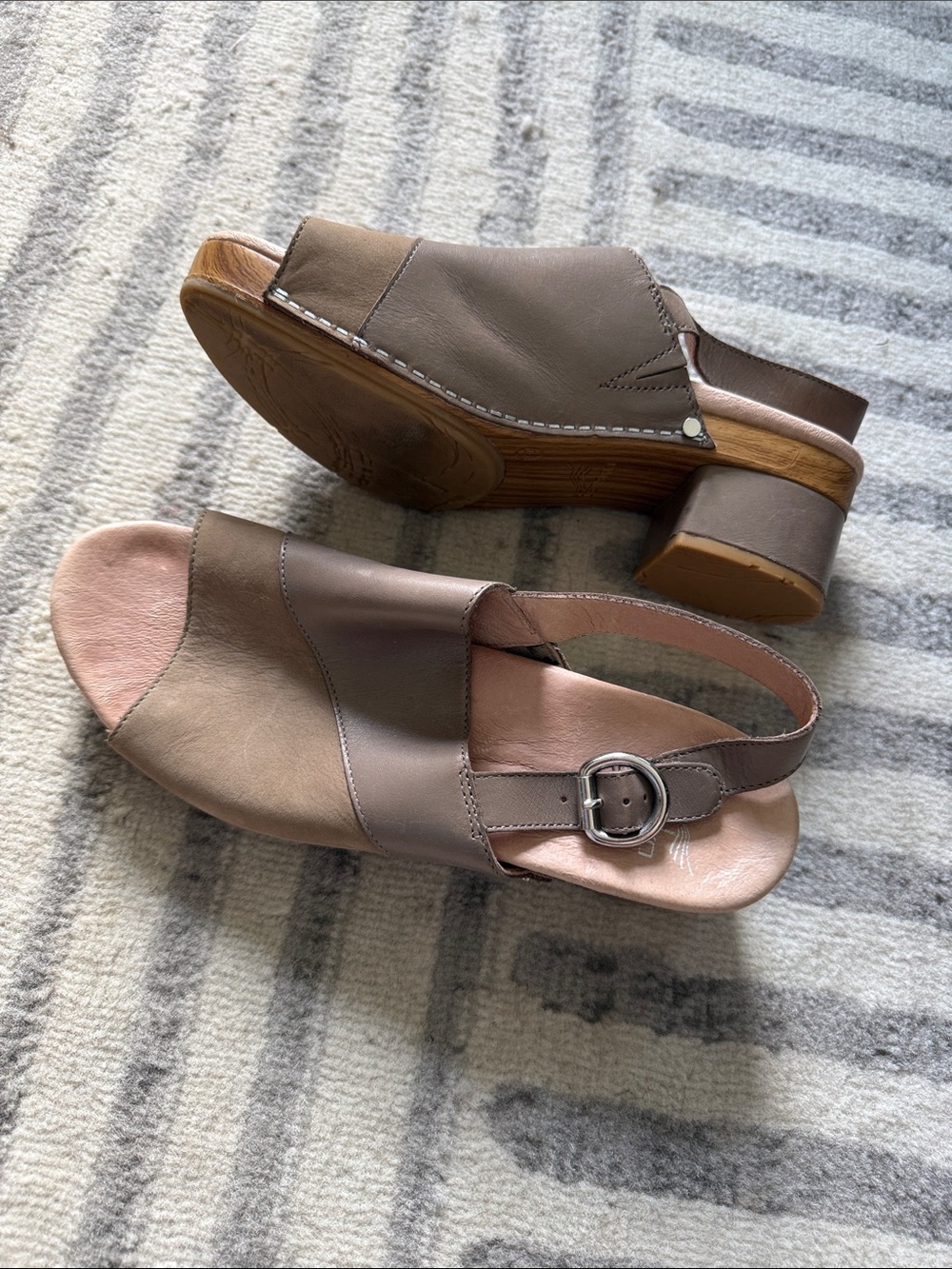Dansko Madalyn leather slingback sandals in taupe